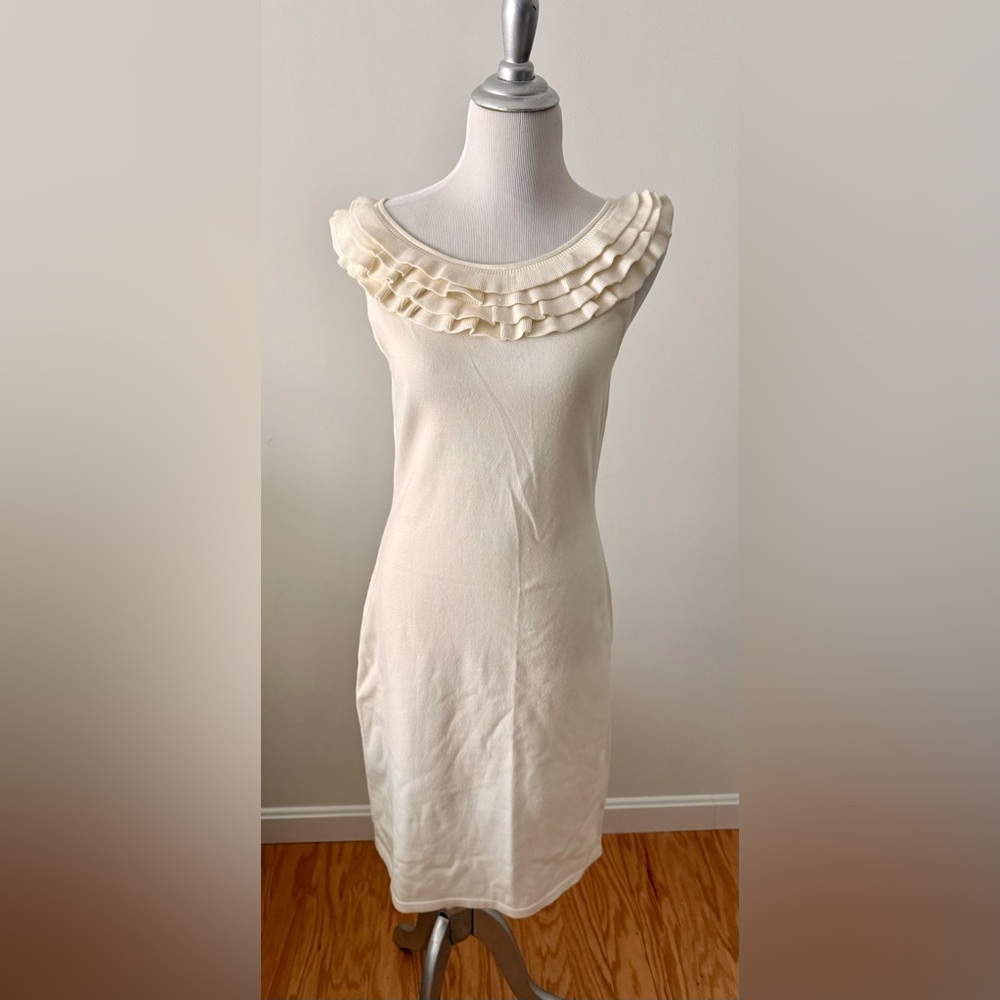 NEW w/Tags Ralph Lauren Elegant Cream Ruffled Women's Dress Size M